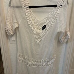 Topshop Ivory Crochet Detail Dress